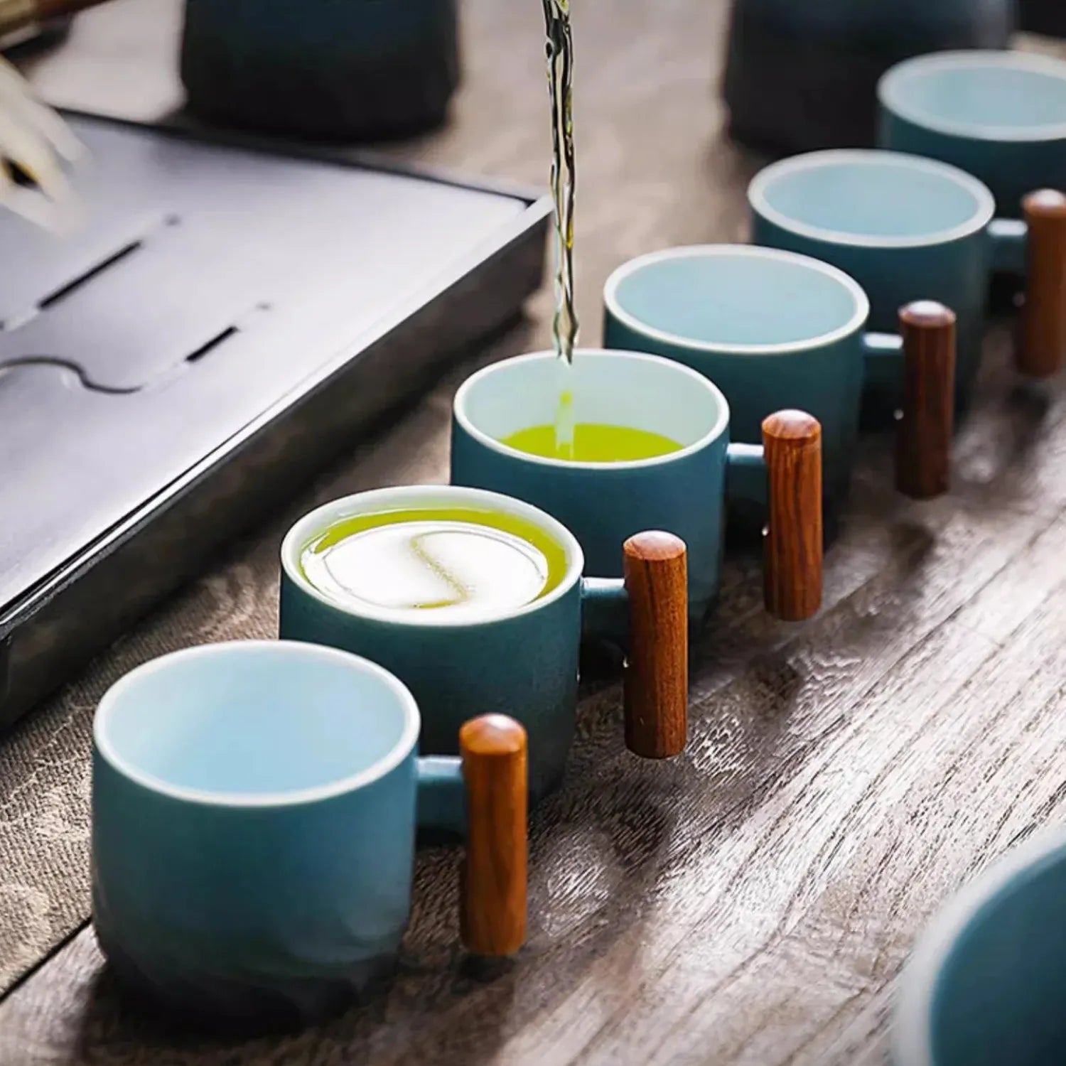 Vintage Ceramic Mug with Wooden Handle | A Unique Coffee Cup