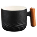 Caneca Vintage de Cerâmica com Alça de Madeira - Artesanal 70ml