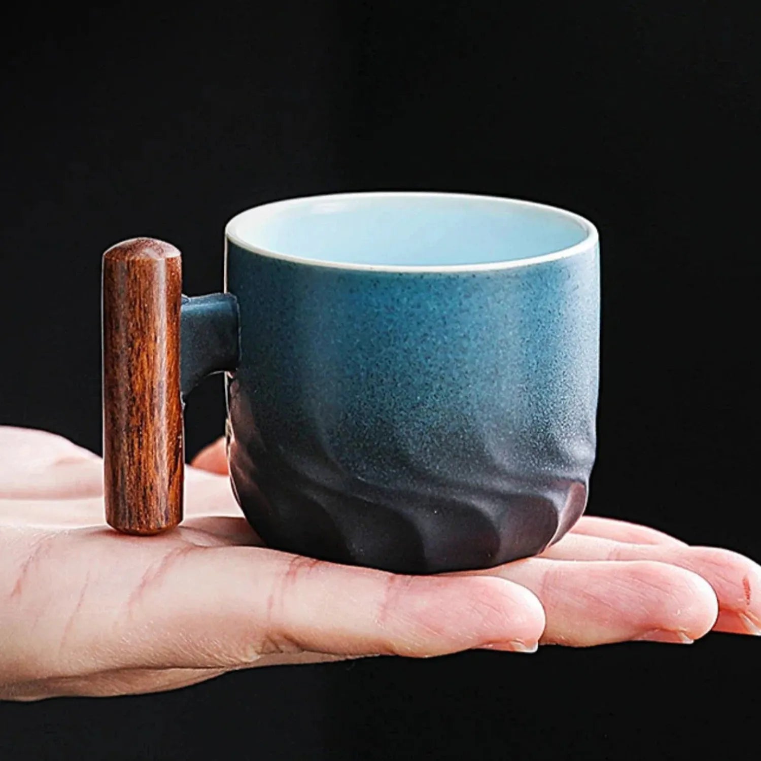 Vintage Ceramic Mug with Wooden Handle | A Unique Coffee Cup