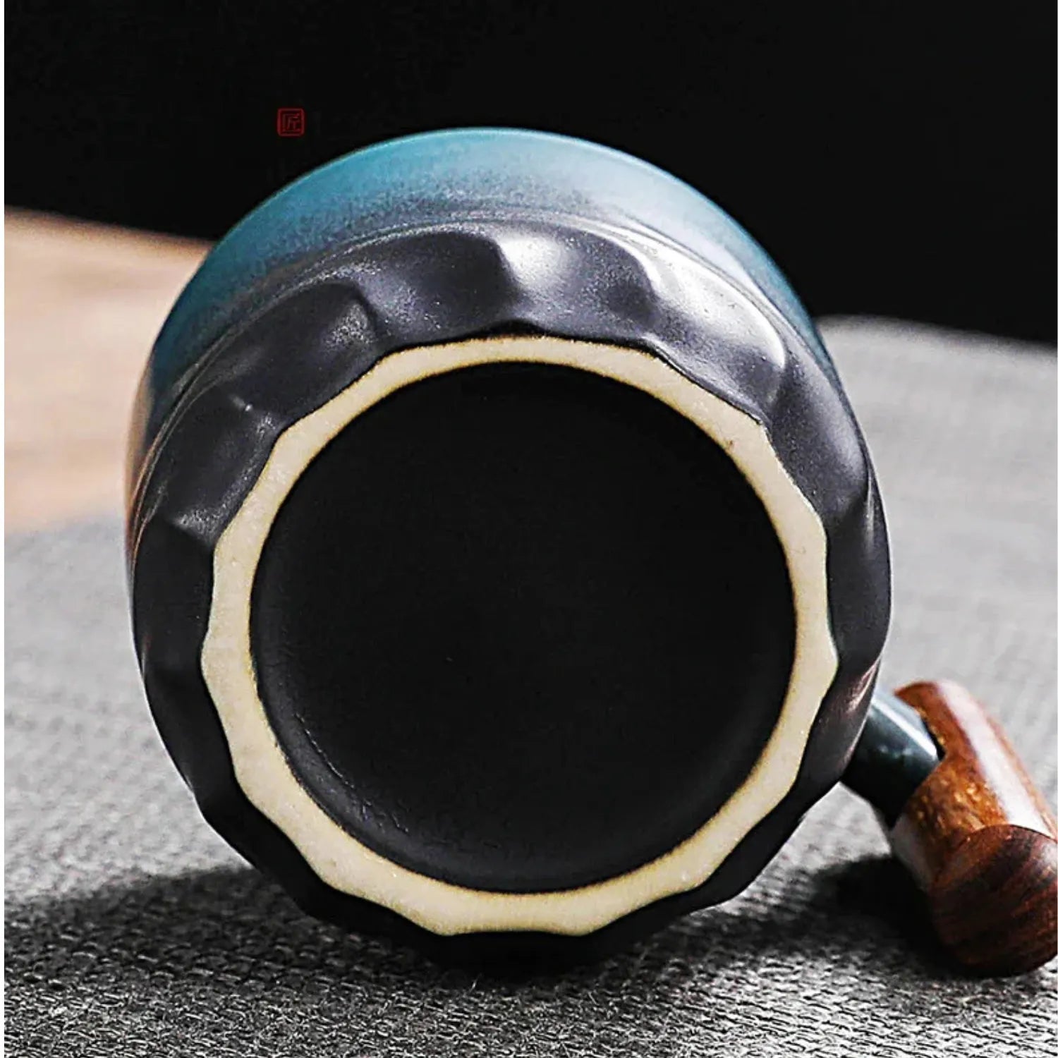 Vintage Ceramic Mug with Wooden Handle | A Unique Coffee Cup