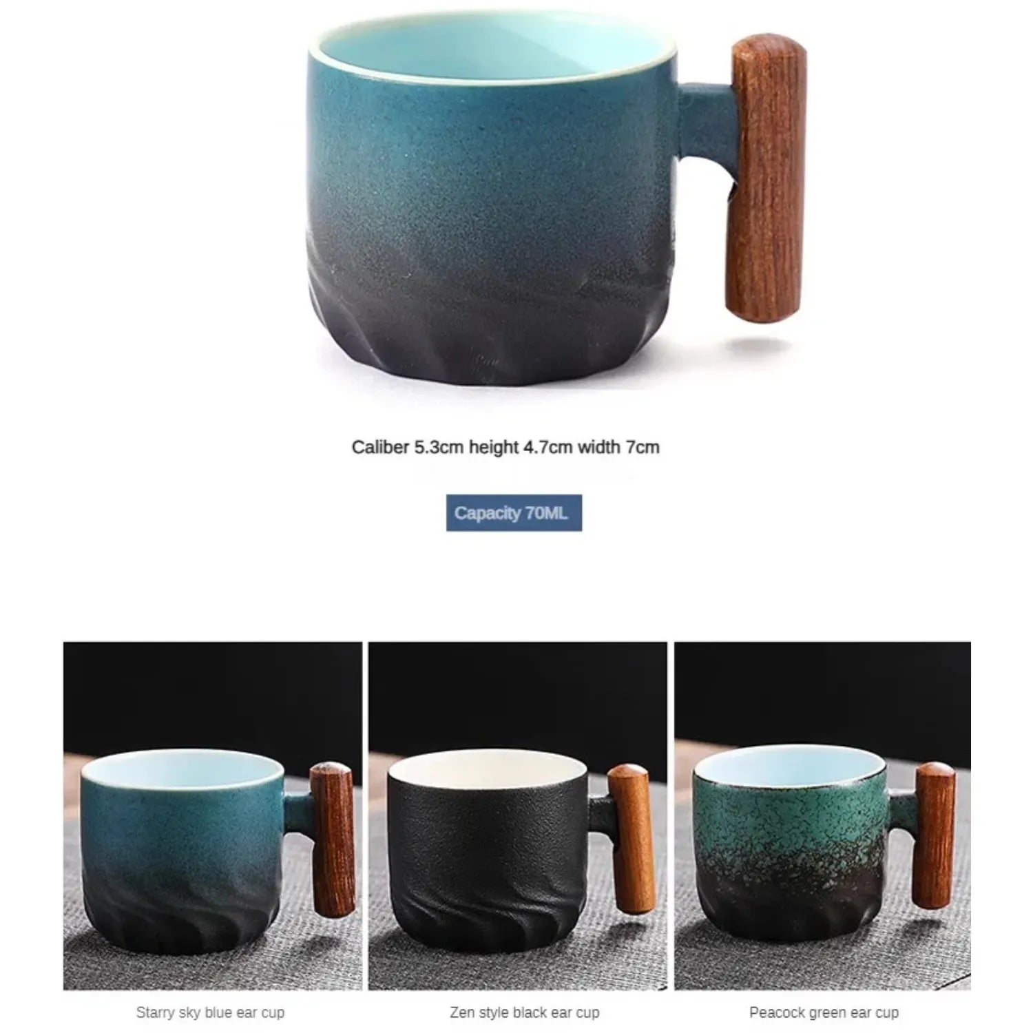 Vintage Ceramic Mug with Wooden Handle | A Unique Coffee Cup