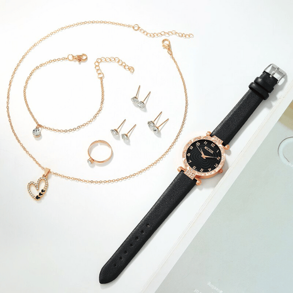Kit Relógio Feminino + 9 peças Fashion