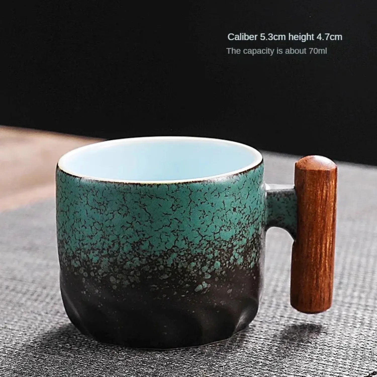 Vintage Ceramic Mug with Wooden Handle | A Unique Coffee Cup