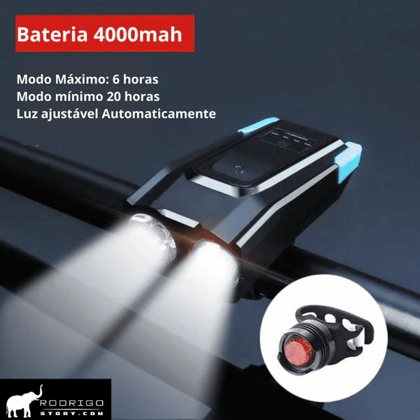 O farol de LED Premium é equipado com sensor que adapta a Intensidade da Luz com o ambiente, podendo também ser controlado Manualmente. Também possui sensor para Ligar e Desligar, quando sente a Bicicleta vibrar ele Liga, após 3 minutos parada ele desliga.